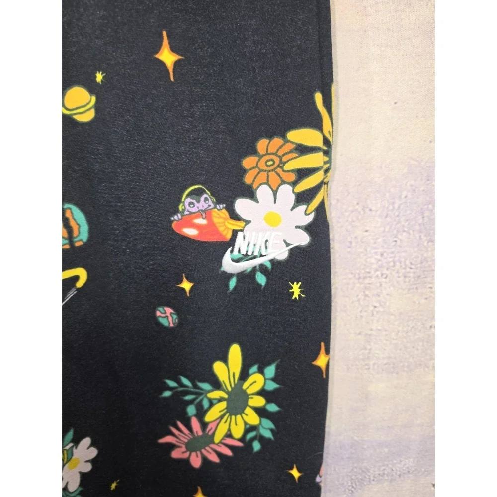 Nike Psychedelic  Alien Mushroom Outer Space Print Soft Joggers Black Sz Small